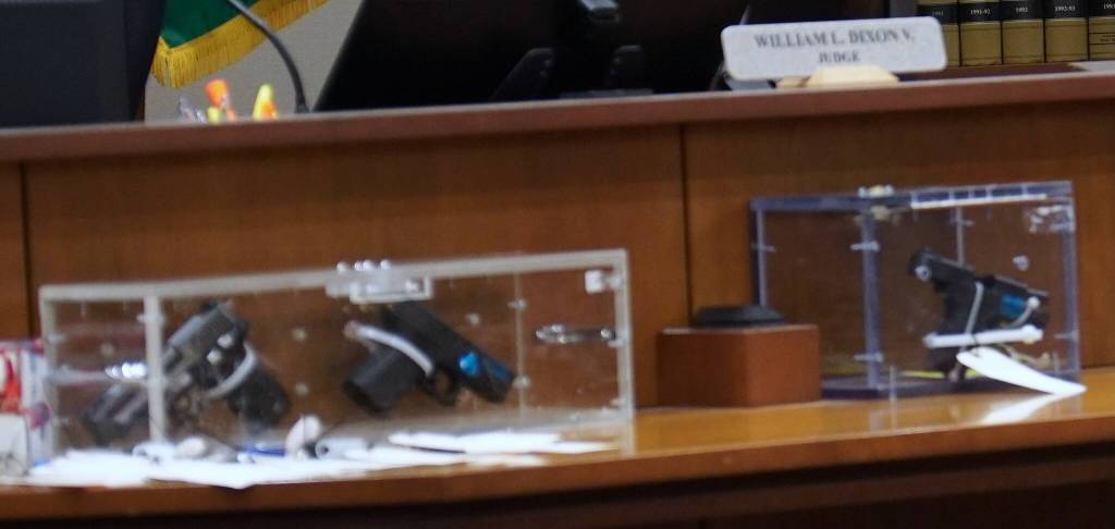 Evidence in the courtroom. Photo by Joshua Solorzano/The Mirror