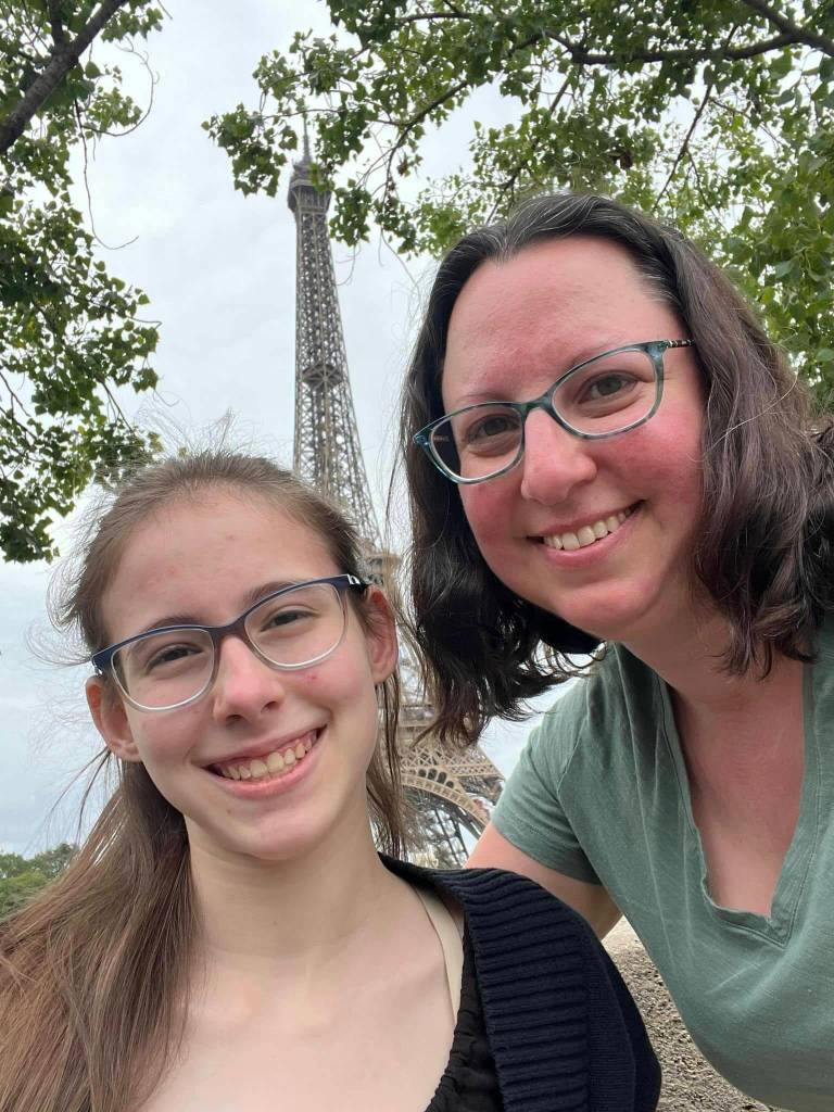 Jennifer Hardy was able to bring her oldest daughter, Talya, with her on an escort trip in Europe, including Paris, France. Courtesy photo.