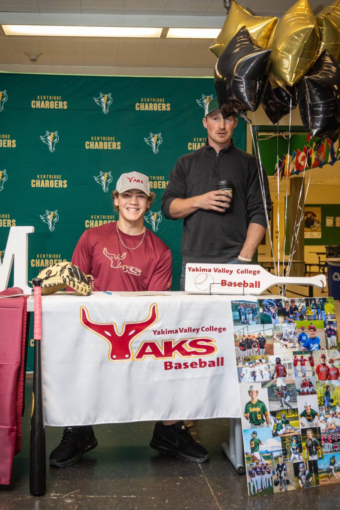 Head Baseball Coach Sheldon Stober stands beside his senior catcher Teegan OBrien. Photo provided by @ETDPI on Instagram.