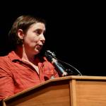 Julianna Dauble of the Renton Education Association addresses the crowd at the School Funding Crisis Eastside Town Hall on Jan. 8 at Sammamish High School in Bellevue. Andy Nystrom/ staff photo