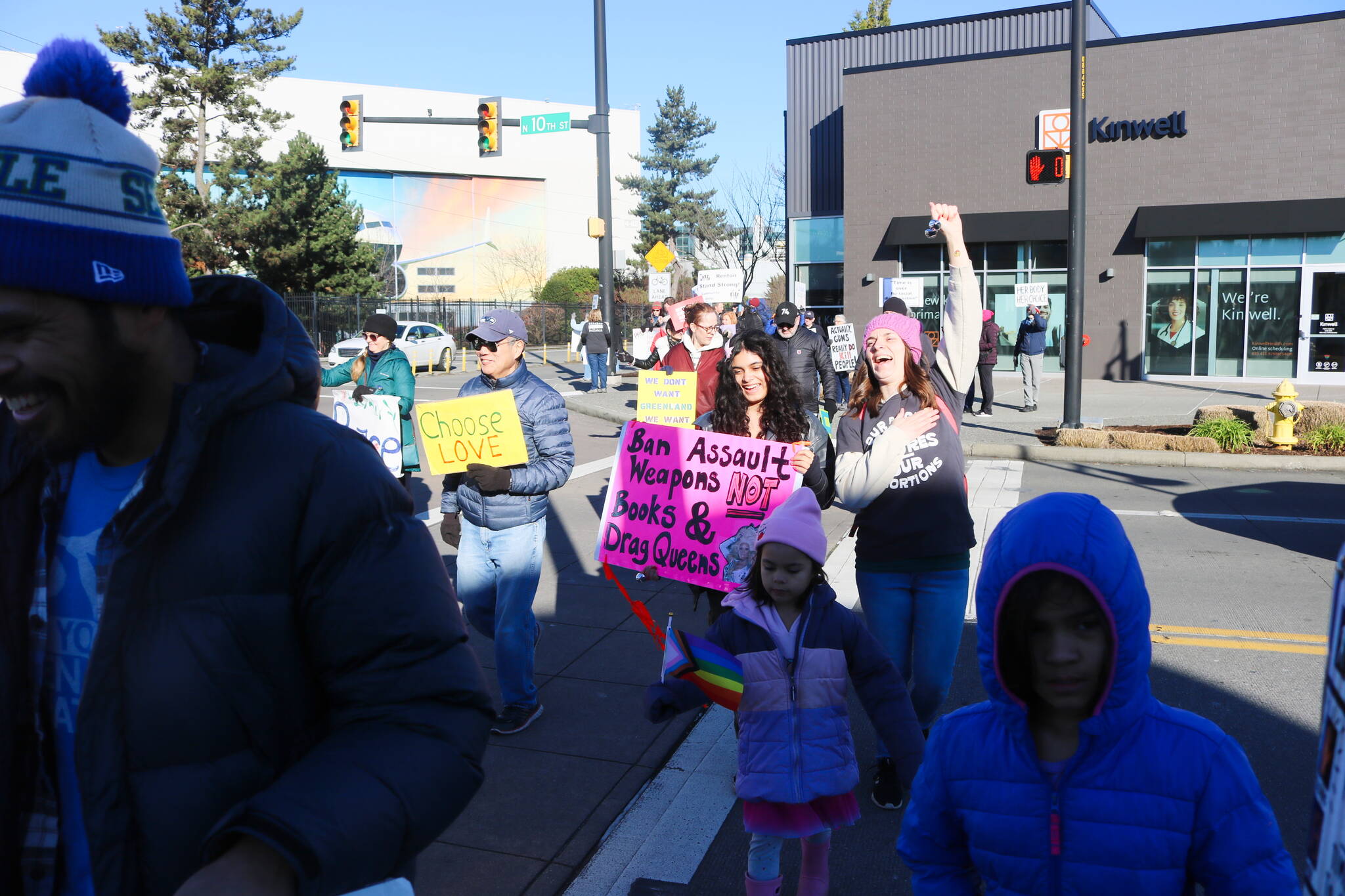 Signs referencing LGBTQ+ rights and womens rights were among the crowd at the Jan. 18 demonstration. Photo by Bailey Jo Josie/Sound Publishing.