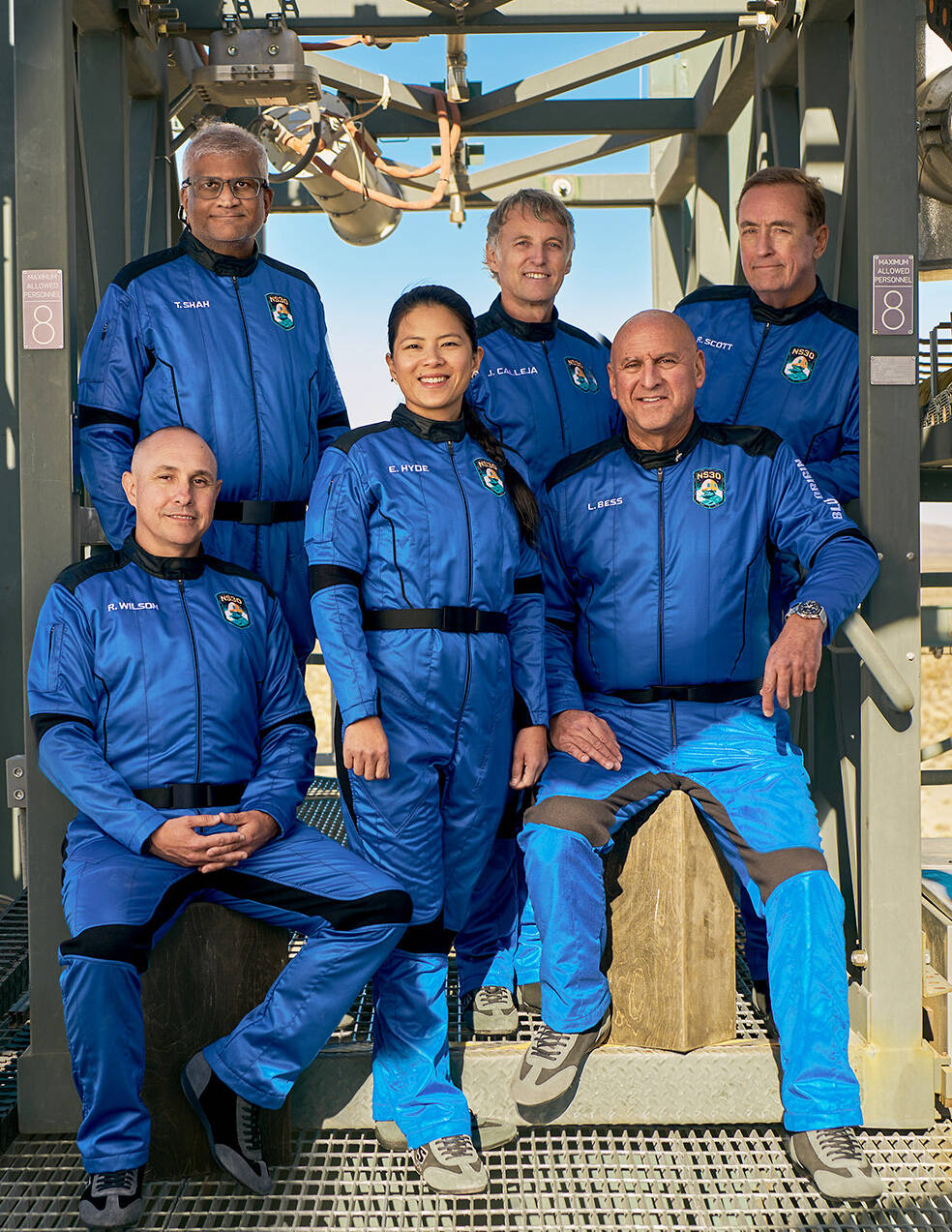The six members of the Blue Origin crew that took a spaceflight Feb. 25. COURTESY PHOTO, Blue Origin