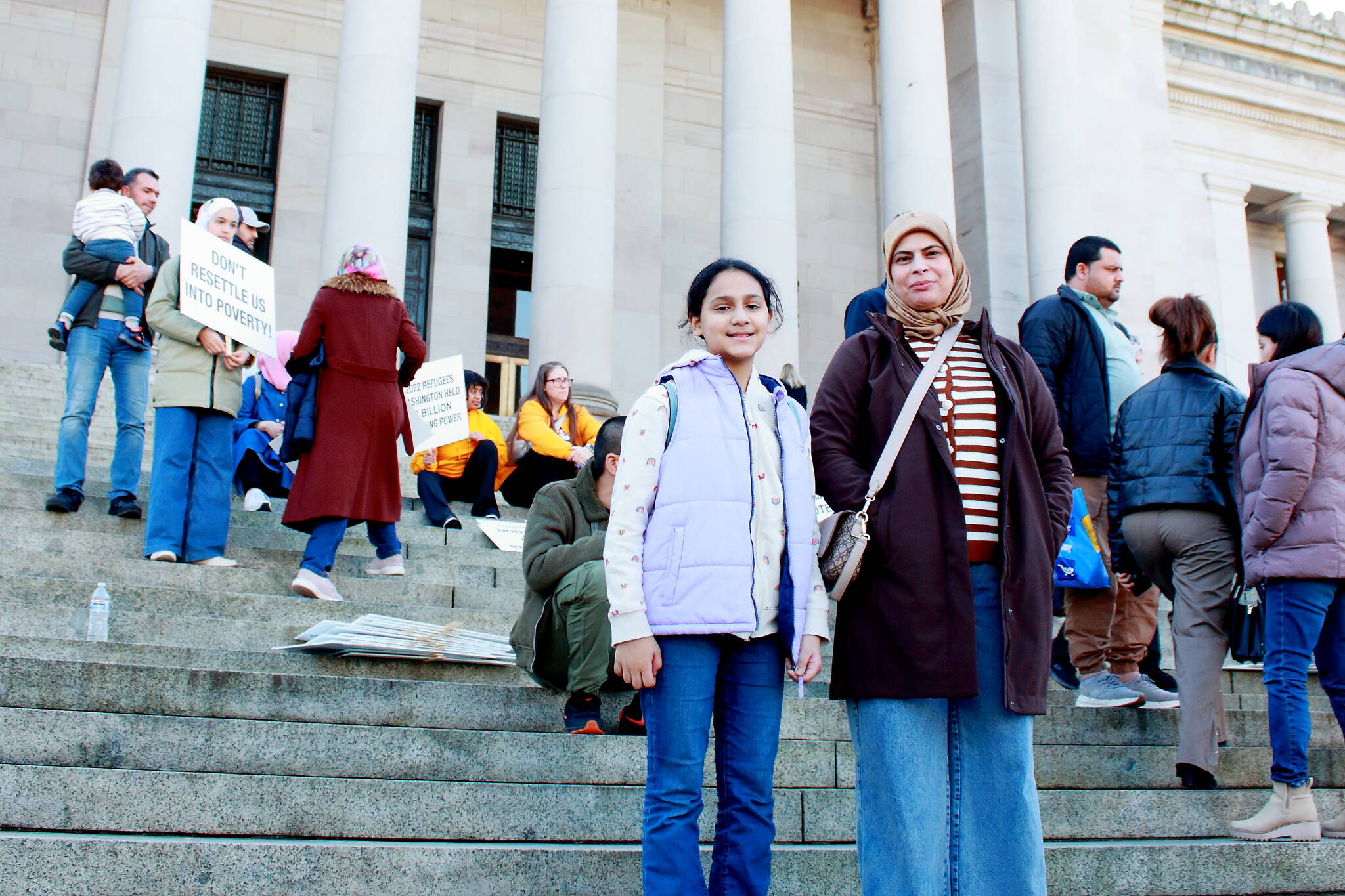 Alyaa Shamkhi volunteers at multiple organizations in Kent where she lives, including the New Americans Alliance for Policy and Research and Mujer al Volante in Federal Way. She attended the event at the Capitol with her daughter Feb. 27 in Olympia. Photo by Keelin Everly-Lang / the Mirror
