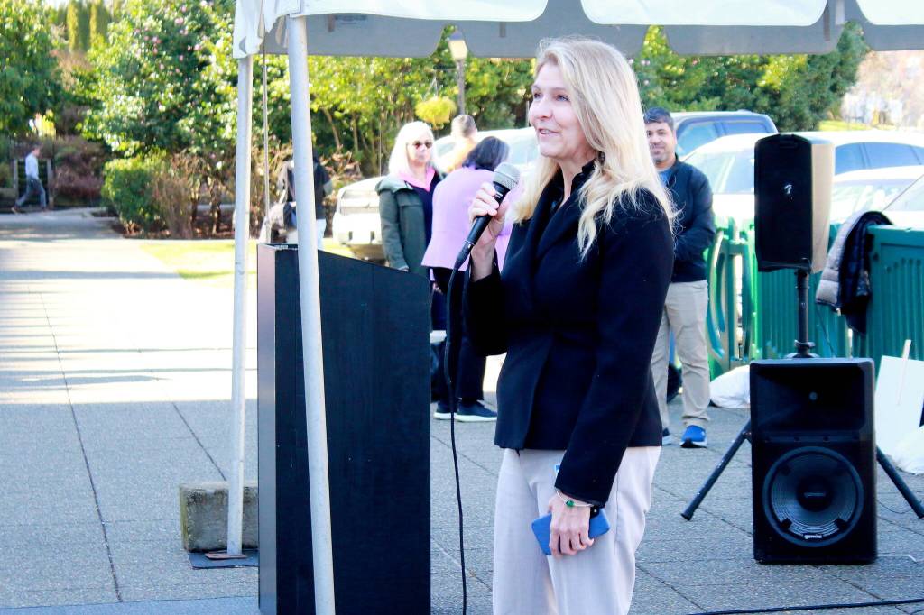Sen. Tina Orwall of the 33rd Legislative District spoke about the importance of supporting and appreciating the contributions of refugees and immigrants in the communities she represents. Photo by Keelin Everly-Lang / the Mirror