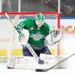 Seattle goalie Scott Ratzlaff stopped all but one shot in a 1-0 loss in double overtime to Everett on Monday, April 7 at the accesso ShoWare Center in Kent. COURTESY PHOTO, Brian Liesse, Seattle Thunderbirds