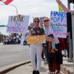 Three generations came out together to share their concerns about the current presidential administrations actions at the Hands Off demonstration on April 5. Photo by Keelin Everly-Lang / Sound Publishing