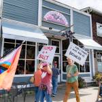 Marchers walk through downtown Duvall during the Hands Off! protest April 5, 2025. Photo courtesy of Travis Wetherbee/Last Lite Photography