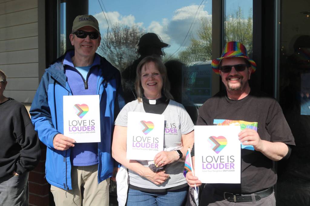 (Right to left) Renton United Church of Christ (UCC) Vice Moderator Cameron McLaughlin, UCC Rev. Amy Johnson and Eric Johnson were among the crowd at Brewmasters. Photo by Bailey Jo Josie/Sound Publishing.