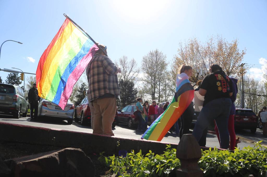 Rainbow flags were on display outside Brewmasters Taproom. Photo by Bailey Jo Josie/Sound Publishing.