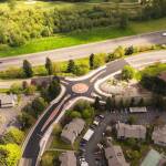 Crews have completed construction of this Reith Road roundabout at Lake Fenwick Road just south of State Route 516, one of two new roundabouts along the road. COURTESY PHOTO, City of Kent