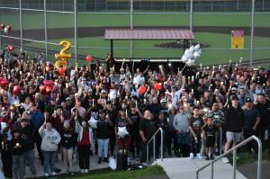 A crowd of 400 gather to give thoughts and prayers to Joe Townsend. Ben Ray / The Mirror