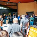 Kent Mayor Dana Ralph speaks outside the entrance May 4 of the Kent Commons Community Center as part of a reopening celebration. COURTESY PHOTO, City of Kent