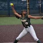 Jo Thompson pitches against Auburn Riverside. Ben Ray / The Reporter