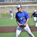 Federal Way starter Orlando Young shouts after a strikeout. Ben Ray / The Mirror