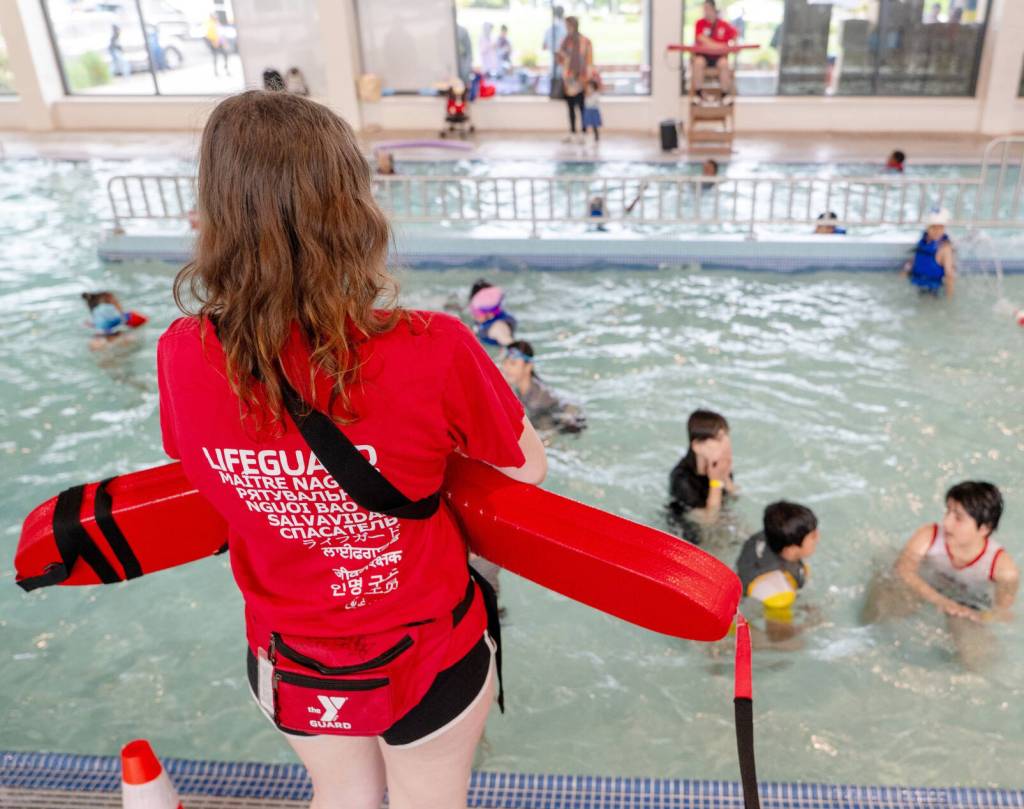 A lifeguard keeps watch during Water Safety Day at the Kent YMCA. COURTESY PHOTO, YMCA of Greater Seattle