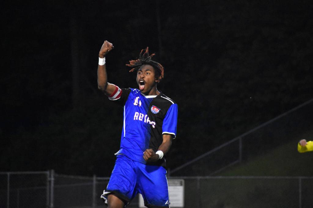 Keilor Garcia pumps his fist in celebration. Ben Ray / The Reporter