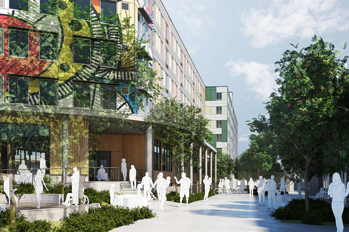 Open Doors for Multicultural Families plans to open an Early Learning Center and Family Resource Center as part of the proposed Kent Multicultural Village on the West Hill near light rail. Courtesy Rendering, Schemata Workshop