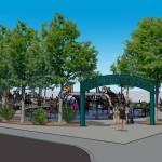 The rendering shows the completed World Cup Legacy Square. Image provided by the city of Renton