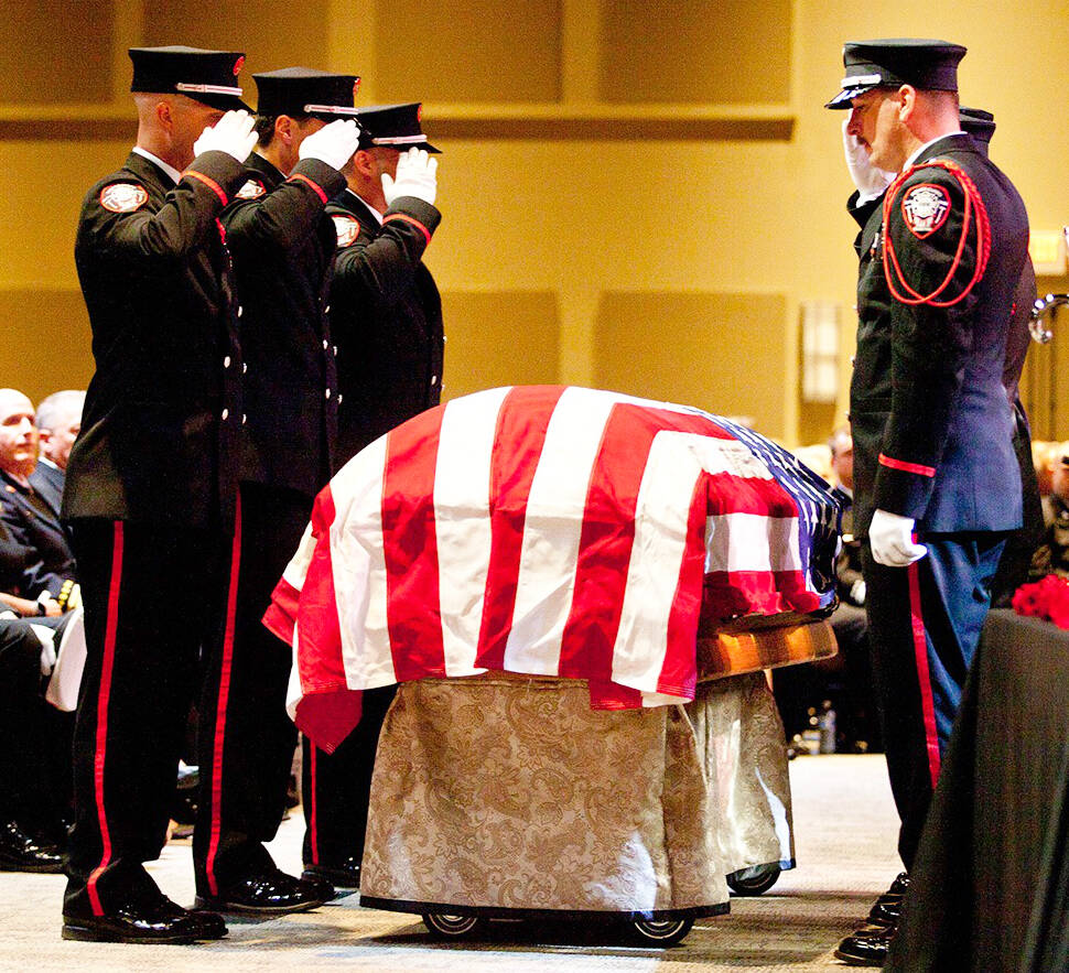 Firefighters honor Capt. Brandon Minneman. COURTESY PHOTO, Puget Sound Fire