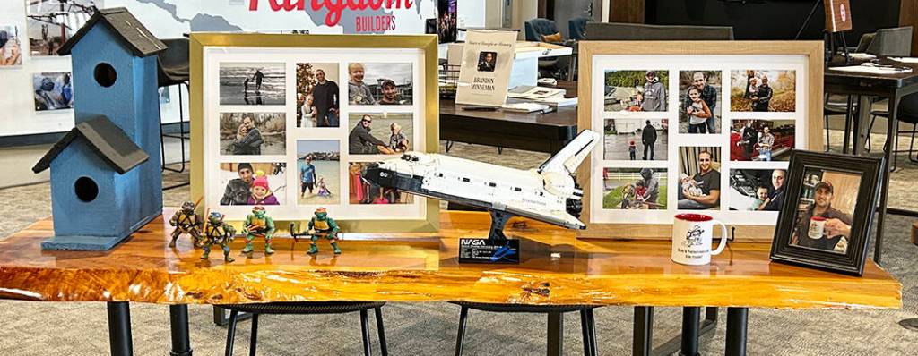 A display of photos and other items of Capt. Brandon Minneman. COURTESY PHOTO, Puget Sound Fire