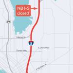 A section of I-5 Northbound will be closed this weekend. Photo provided by the Washington Department of Transportation