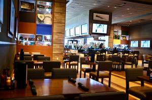 The new Hawks Peak sports bar at the Snoqualmie Casinos hotel displays local sports memorabilia, Aug. 8, 2025.