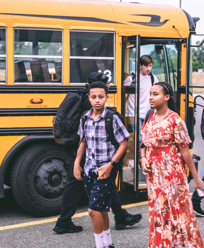 Students arrive for the opening day of school. COURTESY PHOTO, Kent School District