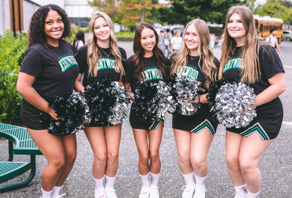 Kentwood High School cheerleaders welcome students back to school. COURTESY PHOTO, Kent School District