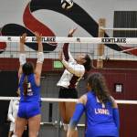 Freshman Yvie Nimmons goes up for a kill against Auburn Mountainview. Ben Ray / The Reporter