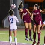 Shannon McLain heads the ball into the net against Todd Beamer for the record. Photo provided by Robby Mullikin.