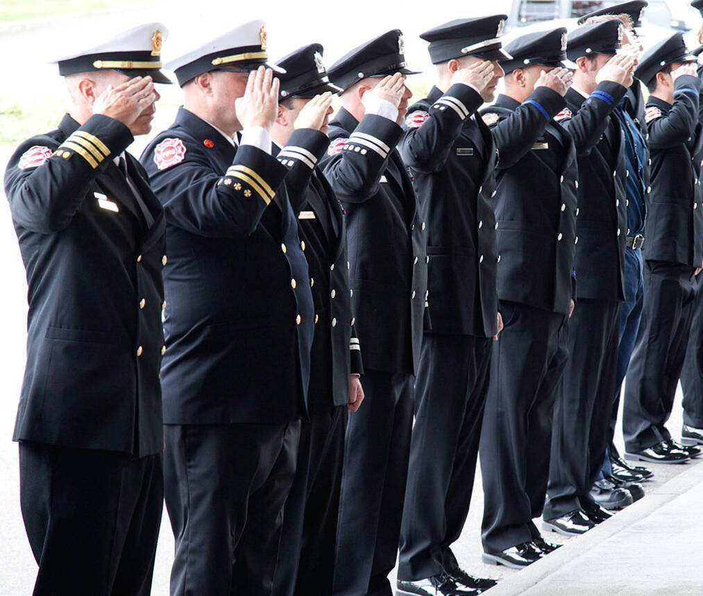 A salute to Deputy Chief Jimmy Webb. COURTESY PHOTO, Puget Sound Fire