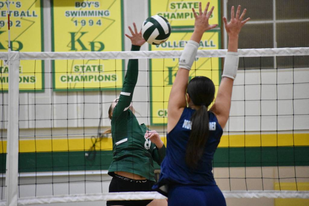 Kentridge senior Samantha Holbrook goes for the kill against the Rams. Ben Ray / The Reporter