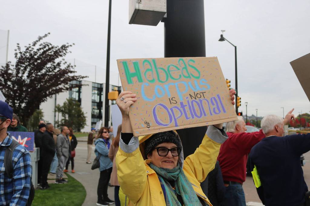 Renton Landing protest. Photo by Bailey Jo Josie/Sound Publishing.