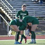 Kentridge players console one another after falling to Emerald Ridge. Ben Ray / The Reporter