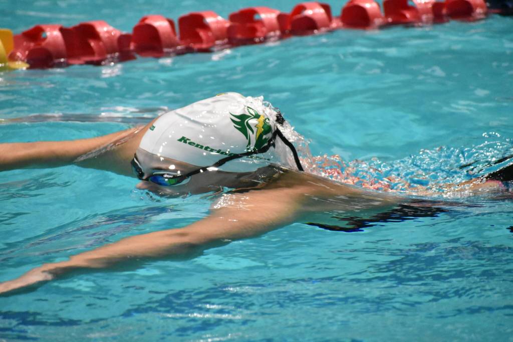 Kentridge swimmer about to emerge through the water in the 200 medley relay. Ben Ray / The Reporter