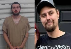 Courtesy photos
Devin Brice McCurdys Lawrence County, Alabama, mugshot (left) and a photo of Brandon Godsey from GoFundMe.