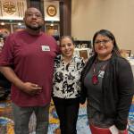 Minnesota Coordinator Ana Negrete (center) with Brandon Nahsonhoya and Arizona Coordinator Valaura Imus-Nahsonhoya at the 2nd Annual MMIP coordinator gathering hosted by the Muckleshoot Tribe on Nov. 5. Imus-Nahsonhoya started the first gathering last year and Negrete will host next years gathering. Photo by Bailey Jo Josie/Sound Publishing