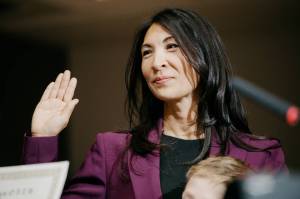 The swearing in Nov. 25 of Steffanie Fain, the new District 5 King County Council representative. COURTESY PHOTO, King County