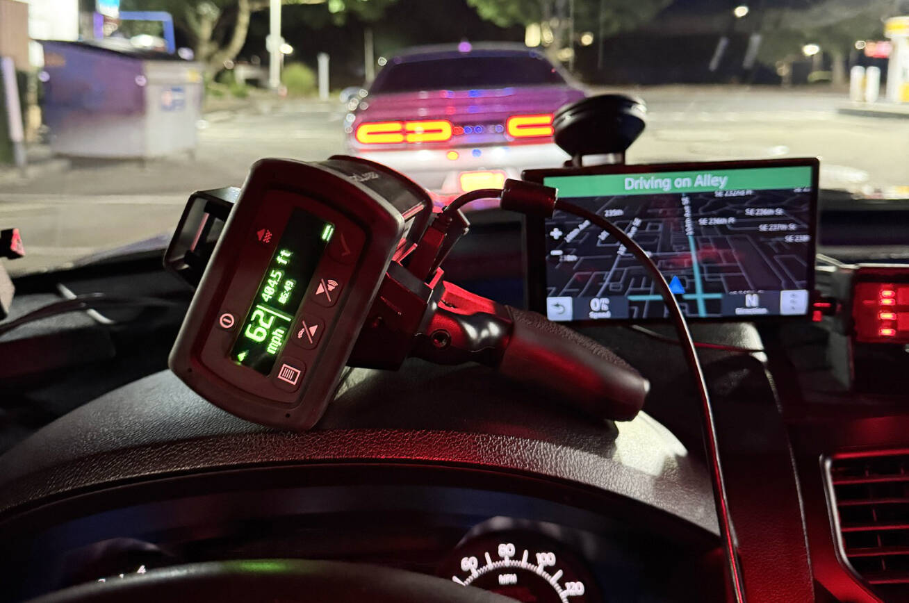 The speed (62 mph) of a driver along 104th Avenue SE as shown on an officers radar. COURTESY PHOTO, Kent Police