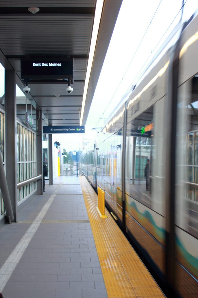 The Kent Des Moines Station stop, west of Interstate 5 along South 236th Street, just east of Pacific Highway South. Photo by Keelin Everly-Lang/Sound Publishing