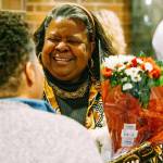 Councilmember Brenda Fincher visits with guests during a Dec. 9 gathering at City Hall to honor her for working 12 years on the City Council. COURTESY PHOTO, City of Kent