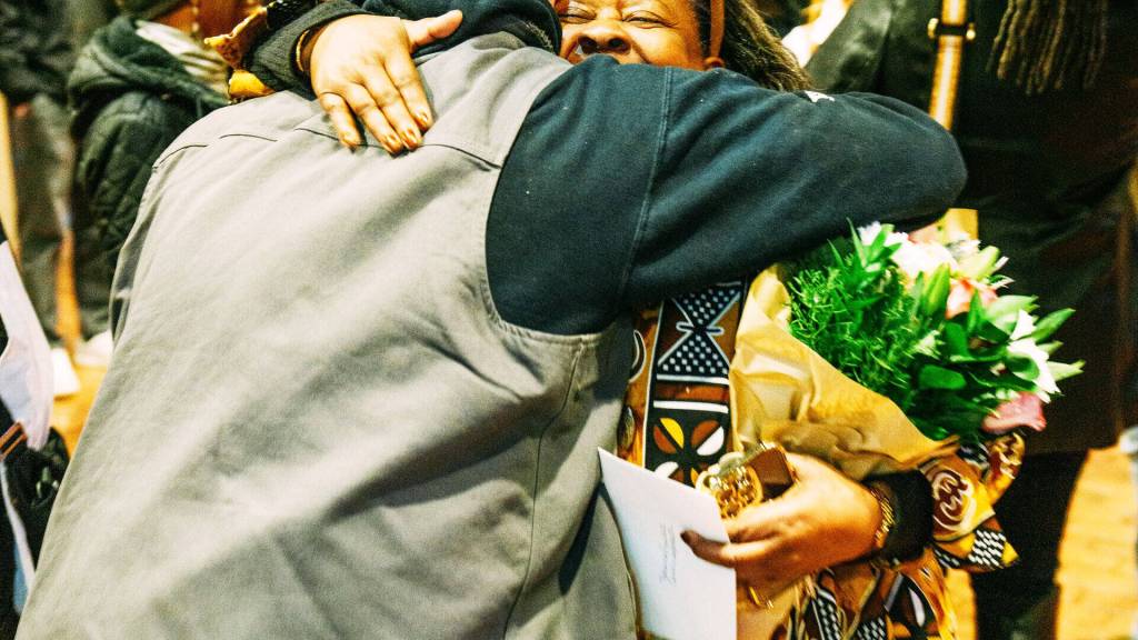 City Councilmember Brenda Fincher shares a hug. COURTESY PHOTO, City of Kent