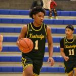Jaylen Keowla dribbles the ball up the floor for Kentridge. Ben Ray / The Reporter