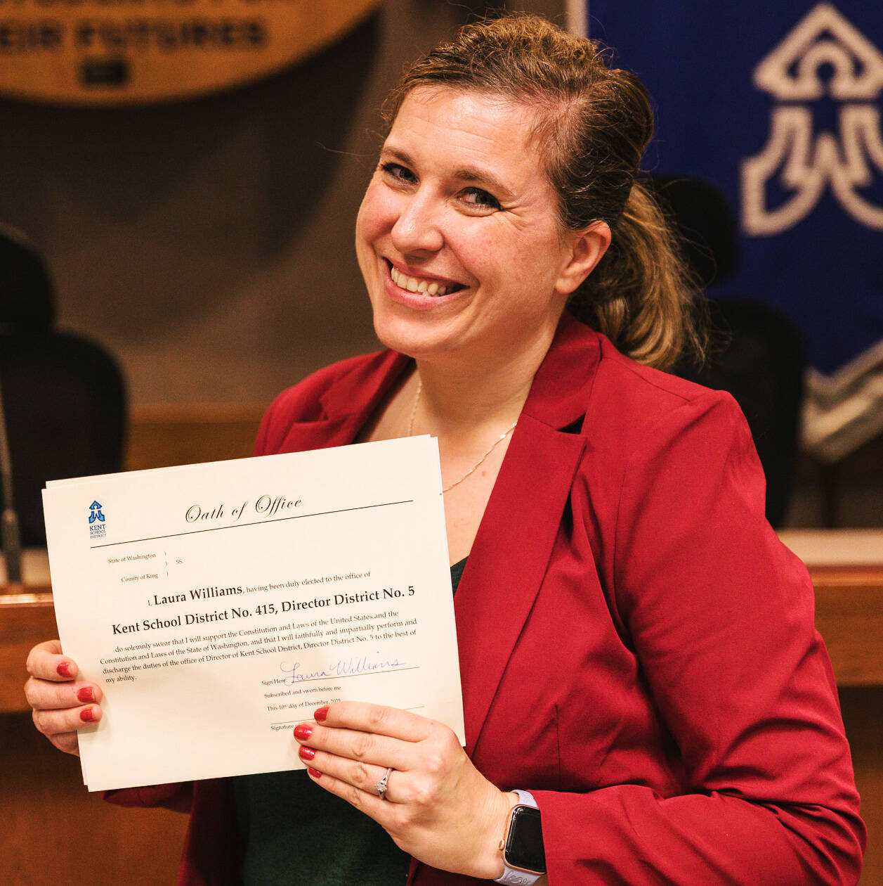 Laura Williams is the one new director on the Kent School Board for 2026. COURTESY PHOTO, Kent School District