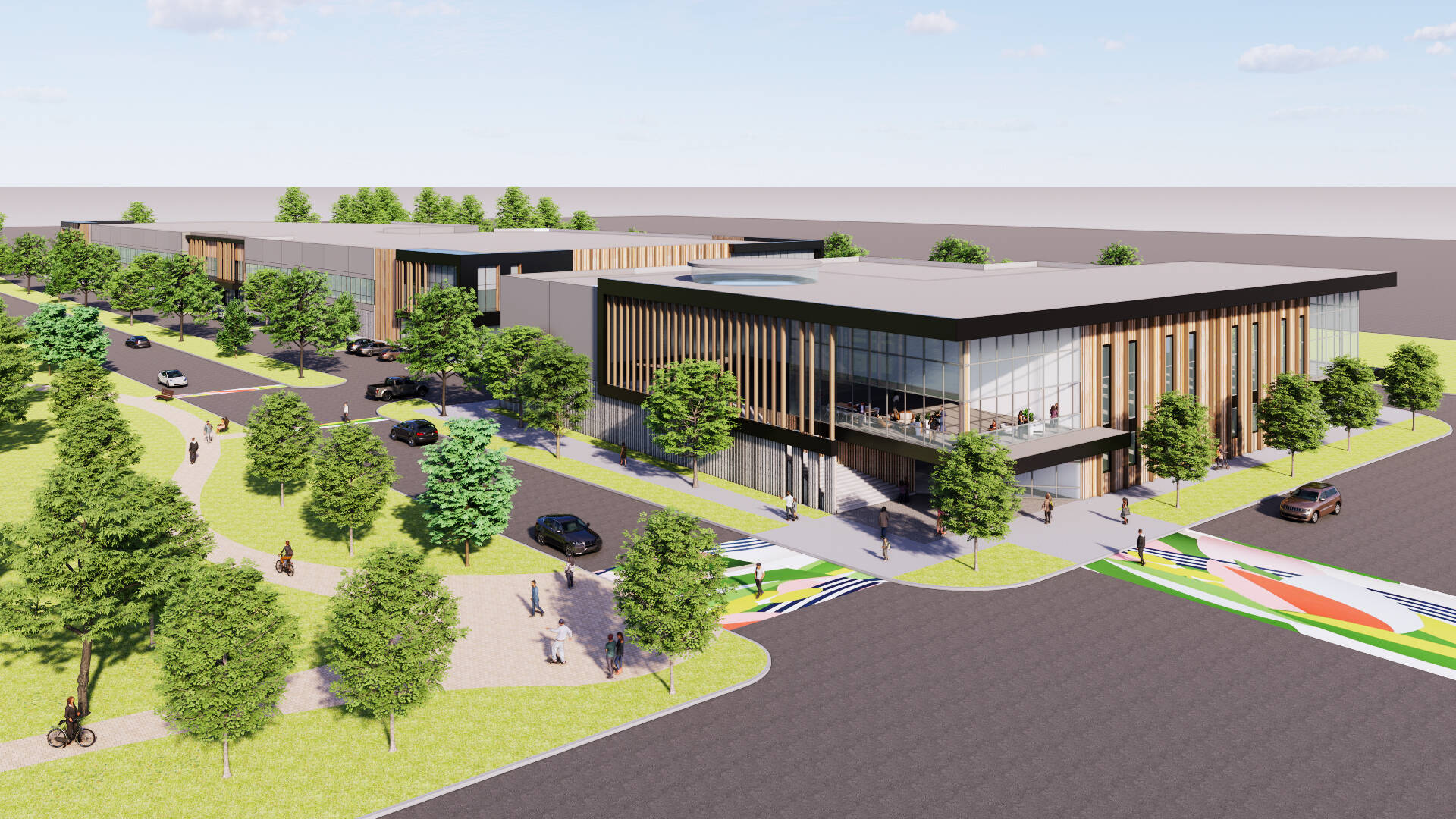 A rendering of what a new manufacturing campus in Kent on the Naden property could look like. COURTESY IMAGE, Mortenson Development