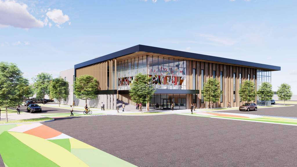 A rendering up close of what a new manufacturing campus in downtown Kent might look like, on the Naden property north of Willis Street. COURTESY IMAGE, Mortenson Development