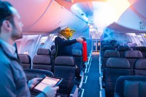 The replica aircraft cabins allow flight attendants to practice dealing with emergency aircraft scenarios. Photo provided by Alaska Airlines