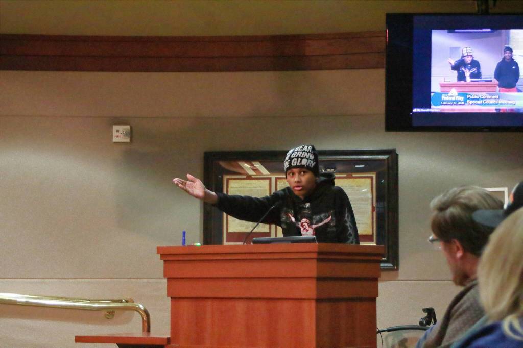 A local student shares how important it is to young people in the community that they feel seen and heard by the Federal Way City Council in the way that Councilmember Martin Moore has. Photo by Keelin Everly-Lang / the Mirror