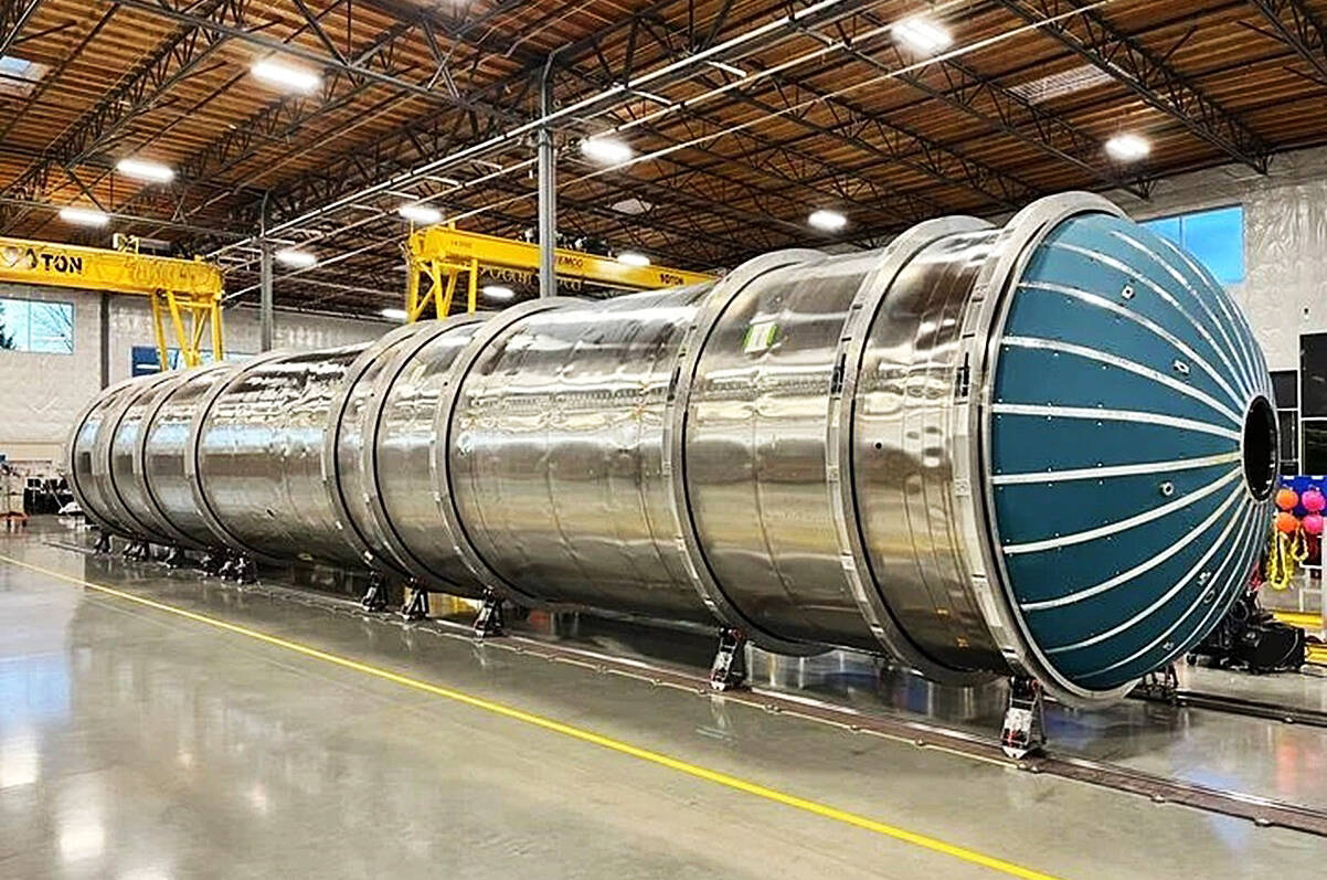 A propellant tank inside the Stoke Space rocket manufacturing facility in Kent. COURTESY PHOTO, Stoke Space