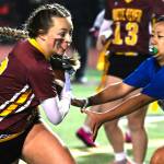 PHOTO COURTESY ZOEY VITALICH Jordyn Daigles impact on the White River flag football program, both on offense (as shown here) and on defense, brought her WIAA Athlete of the Week recognition.